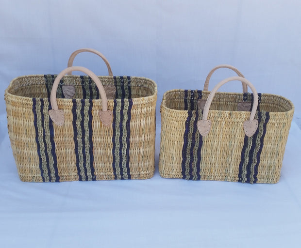 Boathouse Como Blue Stripe Basket - Large