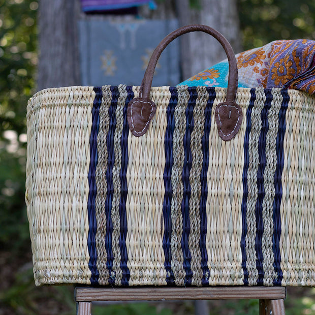 Boathouse Como Blue Stripe Basket - Large